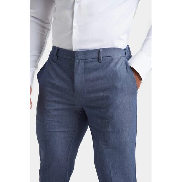 Tailored Athlete Muscle Fit Essential Trousers Chambray Blue Trousers 38x34 - Picture 2 of 11